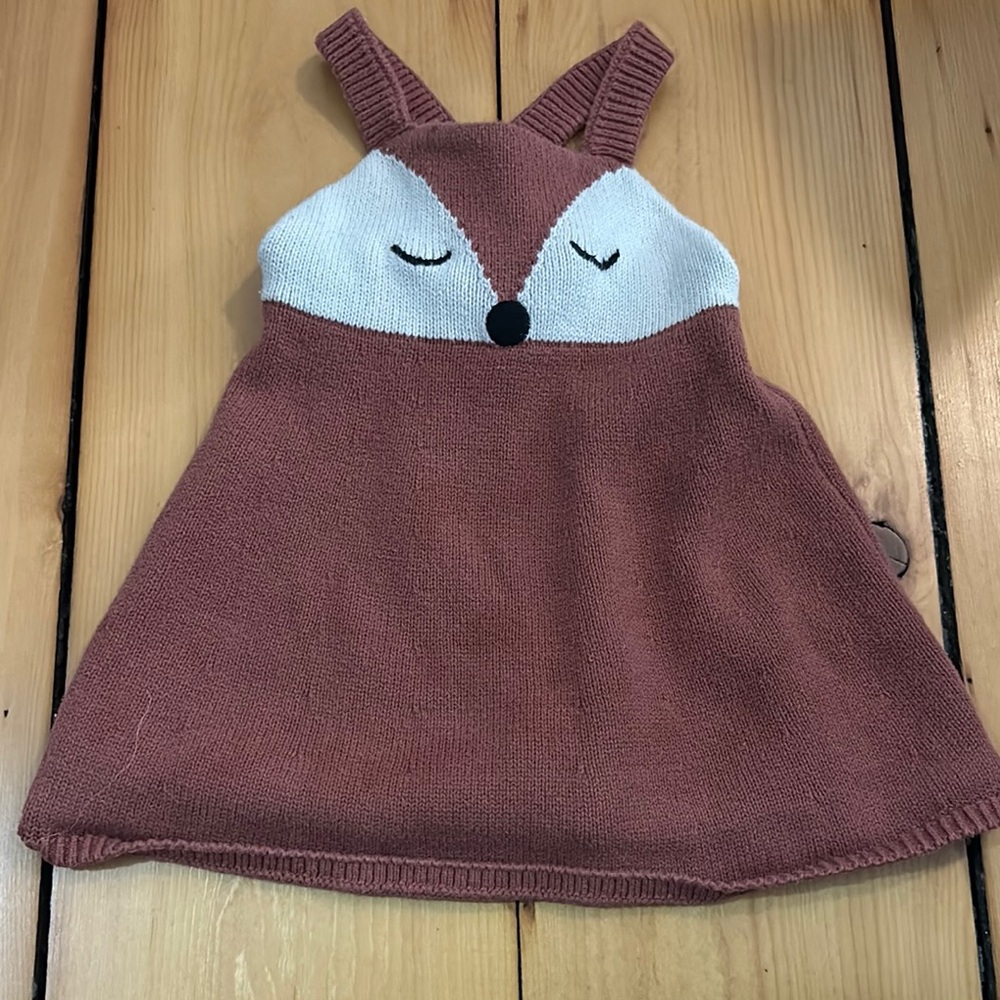 Hanna Andersson Cozy Knit fox dress 12-18M